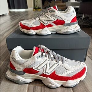 Men's New Balance 9060 Sneakers Shoes - White Red Grey U9060JBE